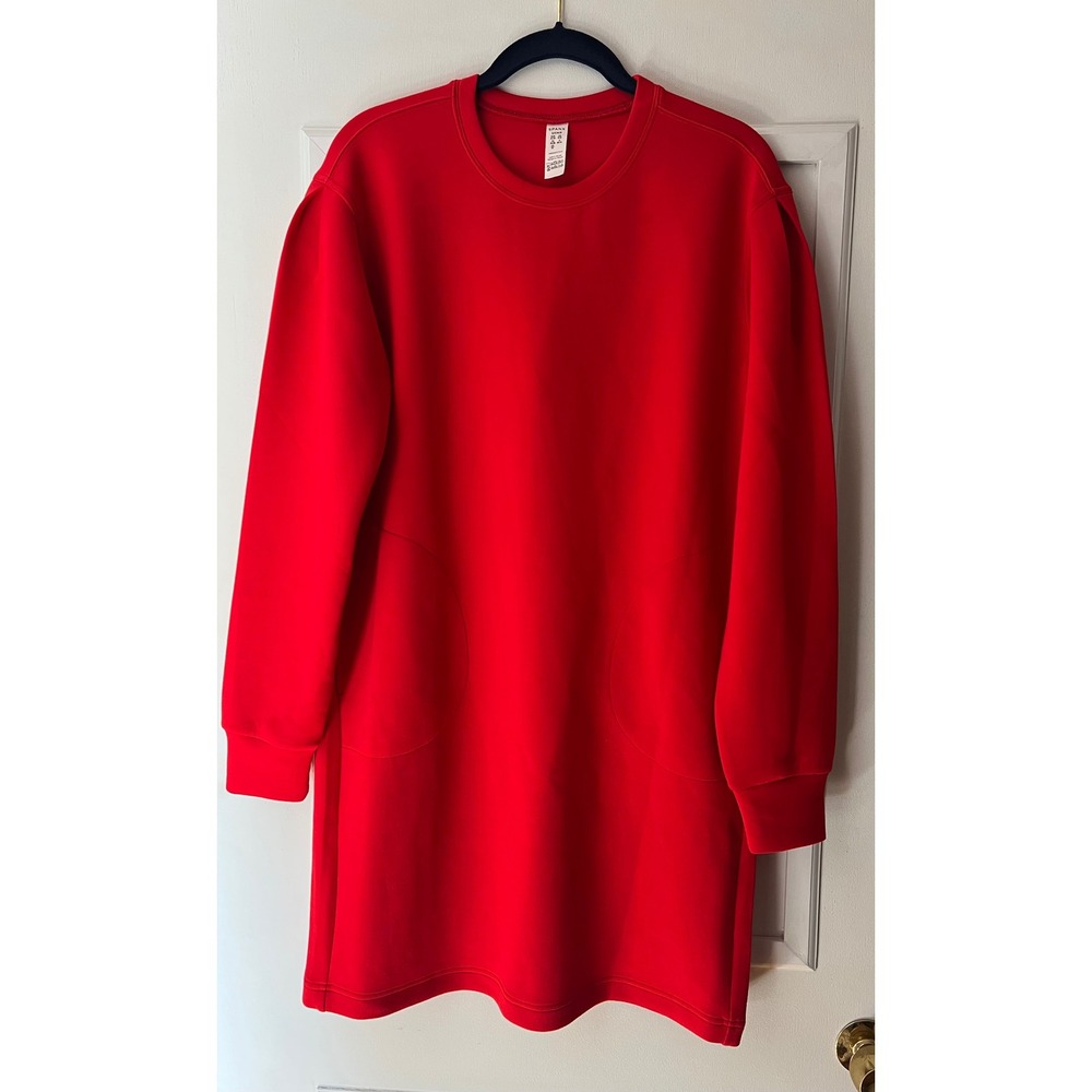 Spanx AirEssentials Crew Neck Dress Spanx Red Long Sleeve Pockets Small NWT
